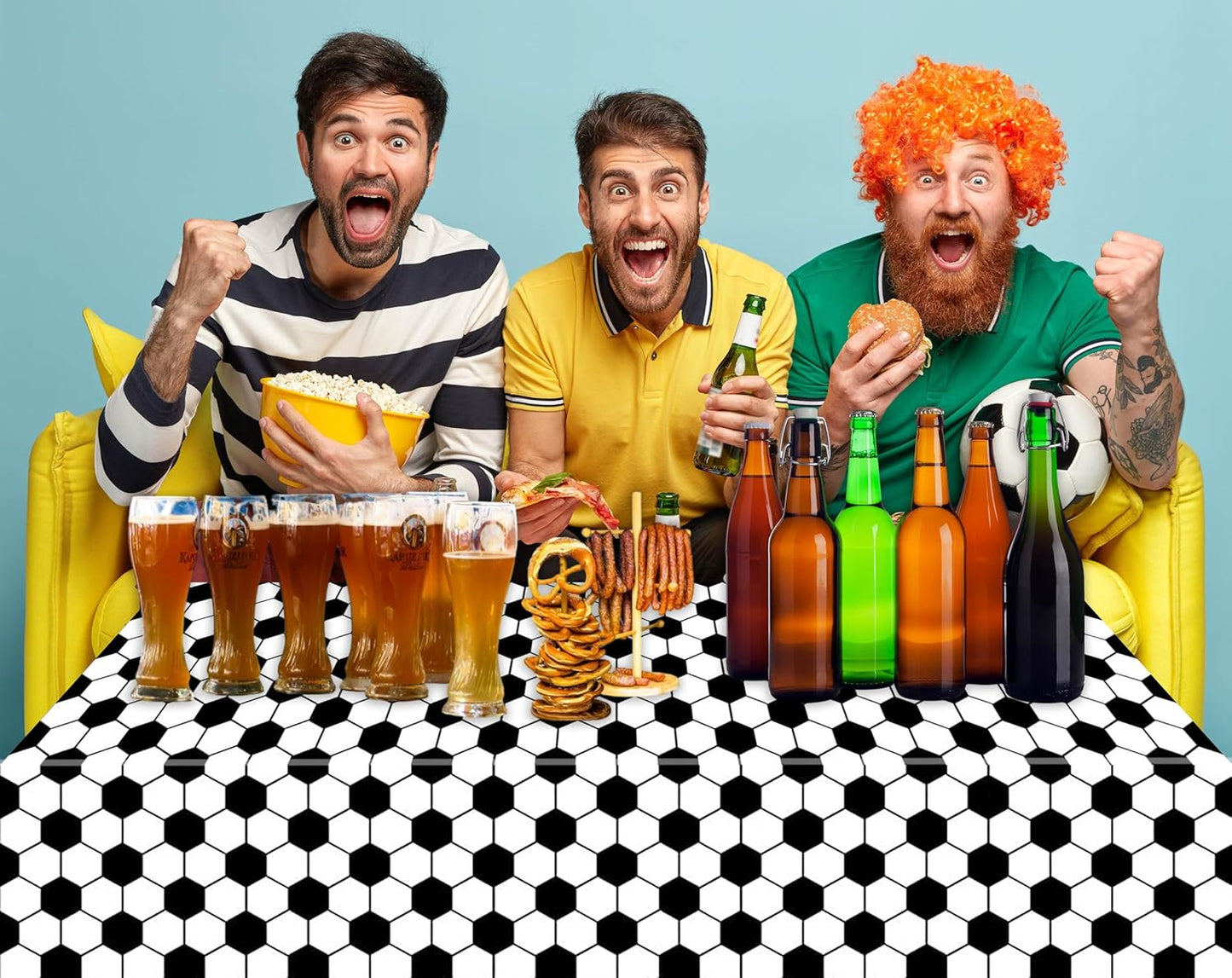 3 Packs Soccer Party Tablecloths 54 X 108 Inches Soccer Sports Ball Table Cover Disposable Waterproof Plastic Soccer Themed Birthday Table Cloth Rectangular Football Tablecloth for Boys Sports