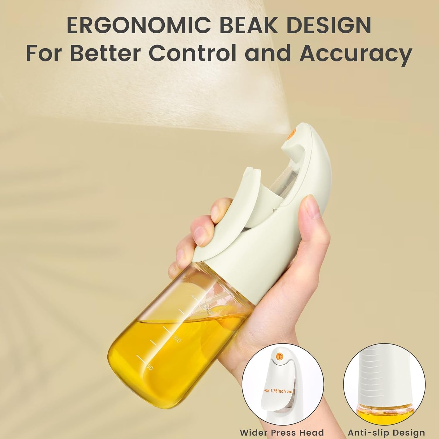 Oil Sprayer for Cooking, Atomization Olive Oil Dispenser Bottle for Cooking,Glass Olive Oil Sprayer, Patented Product,Continuous Spray with Portion Control, for Kitchen, Air Fryer, Salad, BBQ - White