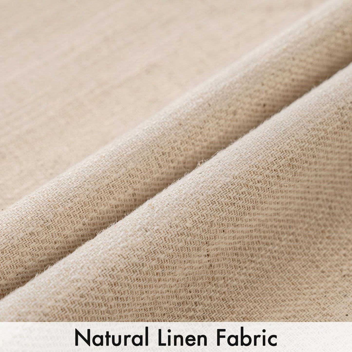 Set of 2 Decorative Linen Pillow Covers, 18x18 Inches, Natural Beige, Farmhouse-Style Neutral Throw Pillowcases for Couch, Sofa, and Bed Decor in Living Room