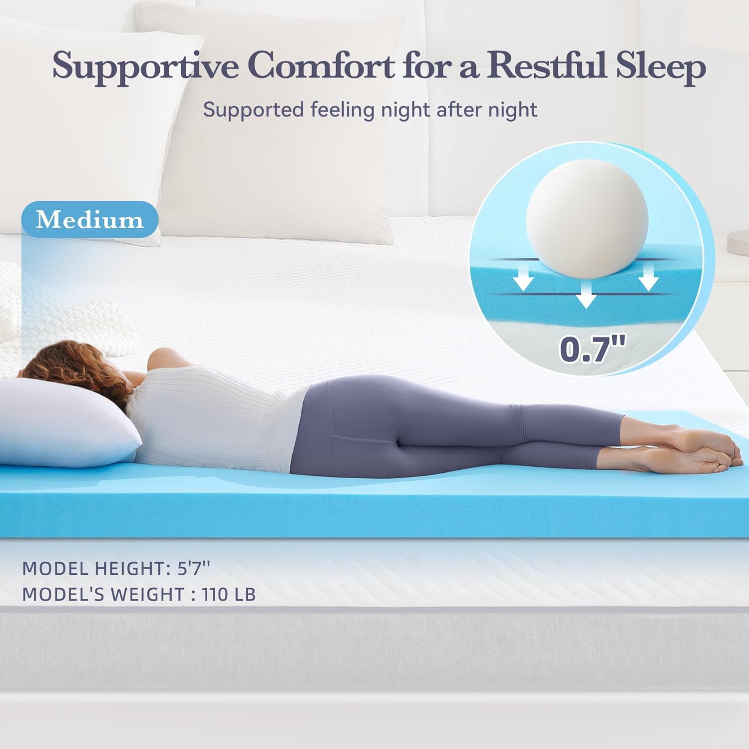 3 Inch Gel Memory Foam Mattress Topper King Size, Mattress Pad for Body Pressure Relief, Cooling Bed Topper with Breathable Soft Cover, Certipur-Us Certified