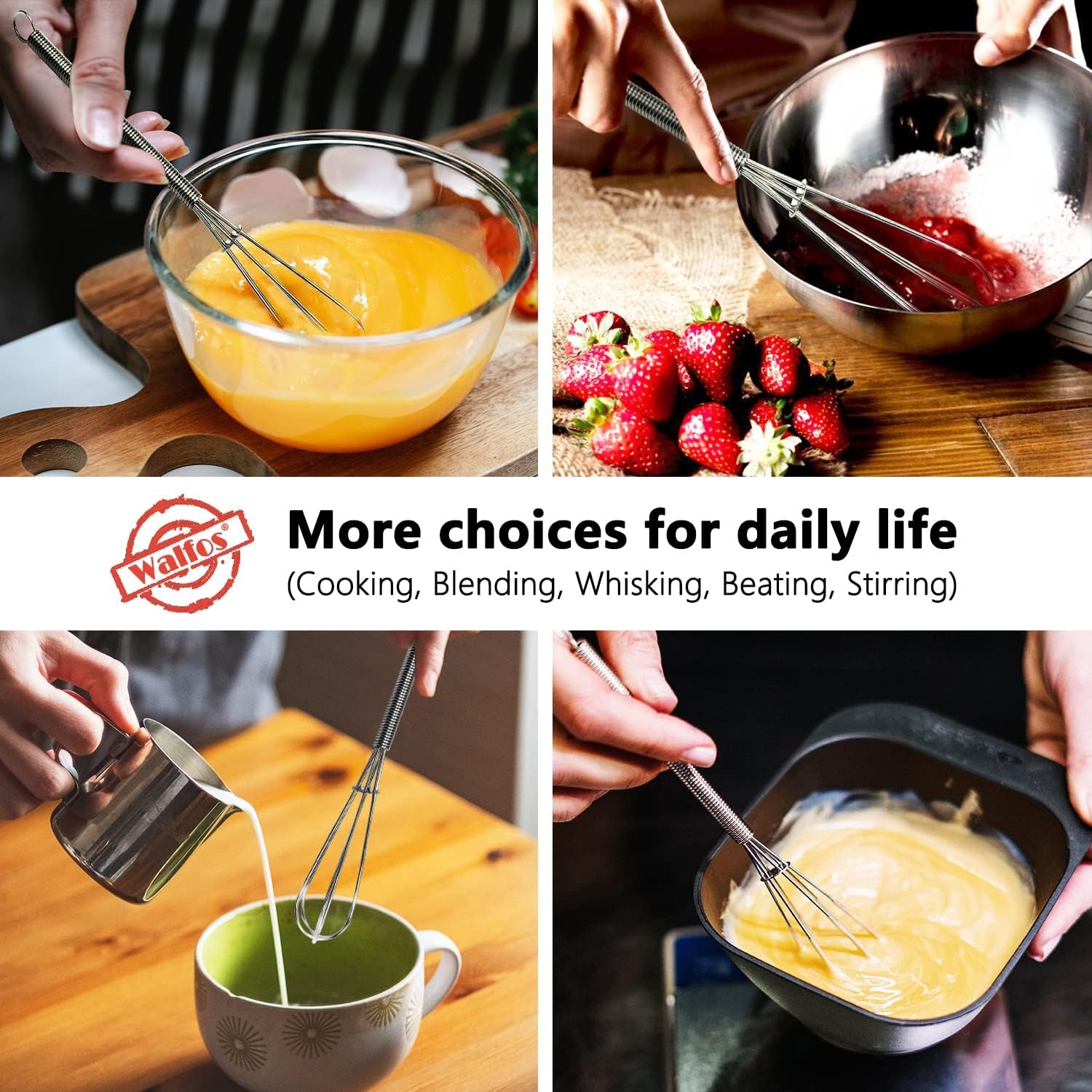 Mini Whisks Stainless Steel, Small Whisk 2 Pieces, 5In and 7In Tiny Whisk for Whisking, Beating, Blending Ingredients, Mixing Sauces
