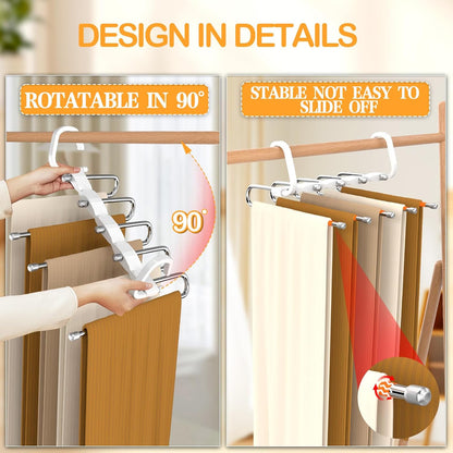 Space-Saving Non-Slip Pants Hangers - 1 Pack for Organizing Jeans, Trousers, Scarves, Leggings, and Skirts (Orange)