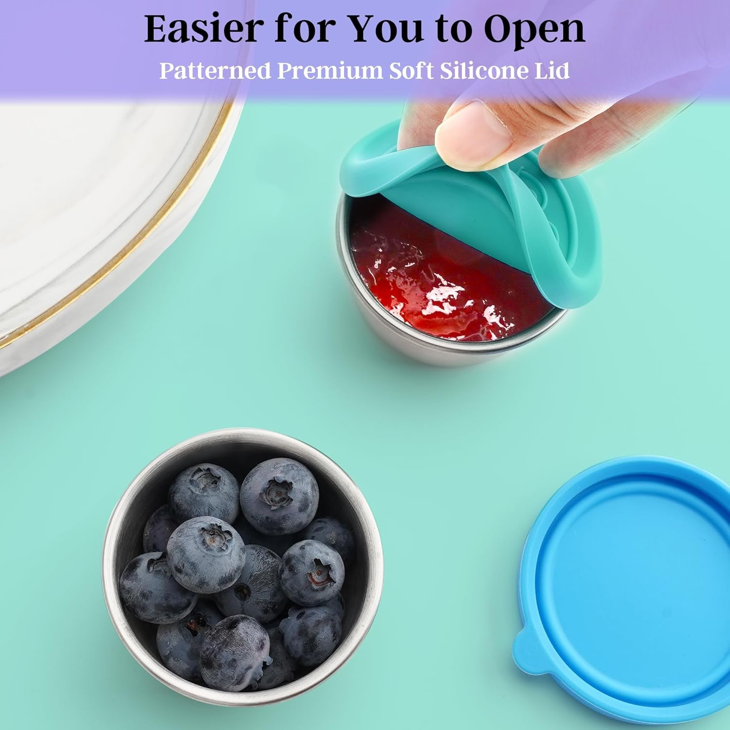 6X1.6 Oz Salad Dressing Containers with Lids, Small Leakproof Reusable Stainless Steel Salad Dressing Container to Go for Lunch Boxes,Sauce Containers, Picnics,Travel Meal Prep and Kitchen Storage.