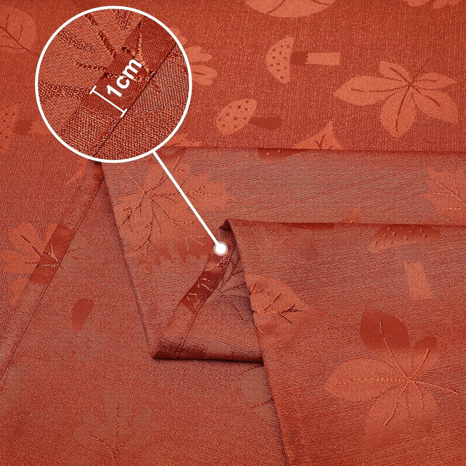 Rectangle Thanksgiving Tablecloth, Waterproof Jacquard Fall Table Cloth, Damask Cloth Table Cover for Harvest Decor (60" X 84", Rust Leaves Pattern)