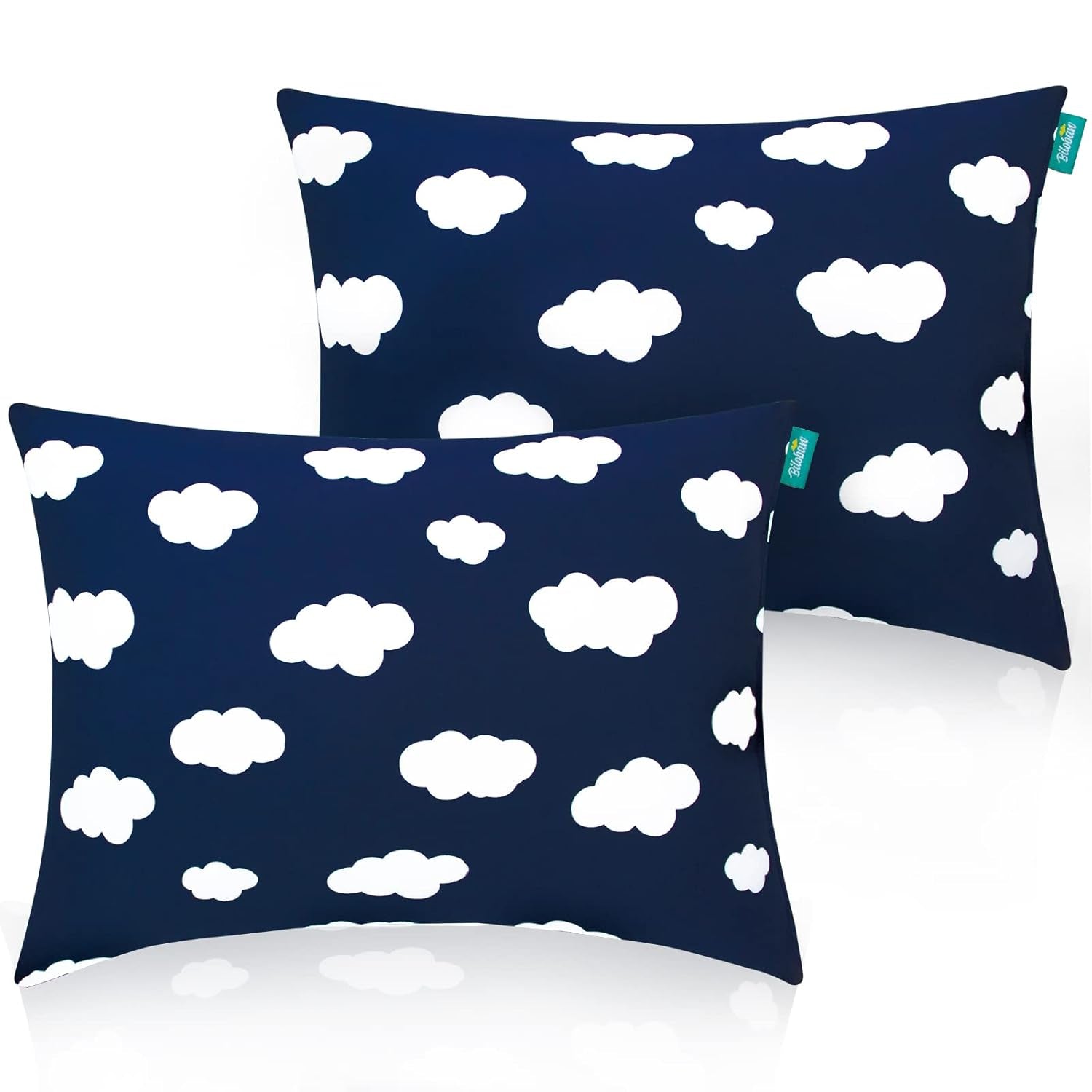 Toddler Pillow for Sleeping, Kid Pillow 14" X 19" for Small Travel Bed, Nap Pillows, Soft & Skin-Friendly Small Pillows for Sleeping, Toddler Use Only, Age 2 to 5 (Navy Cloud)