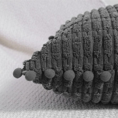 2 Packs Dark Grey Decorative Throw Pillow Covers 20X20 Inch with Pom-Poms for Couch Bed Living Room, Farmhouse Boho Home Decor, Soft Corduroy Cute Square Cushion Case 50X50 Cm