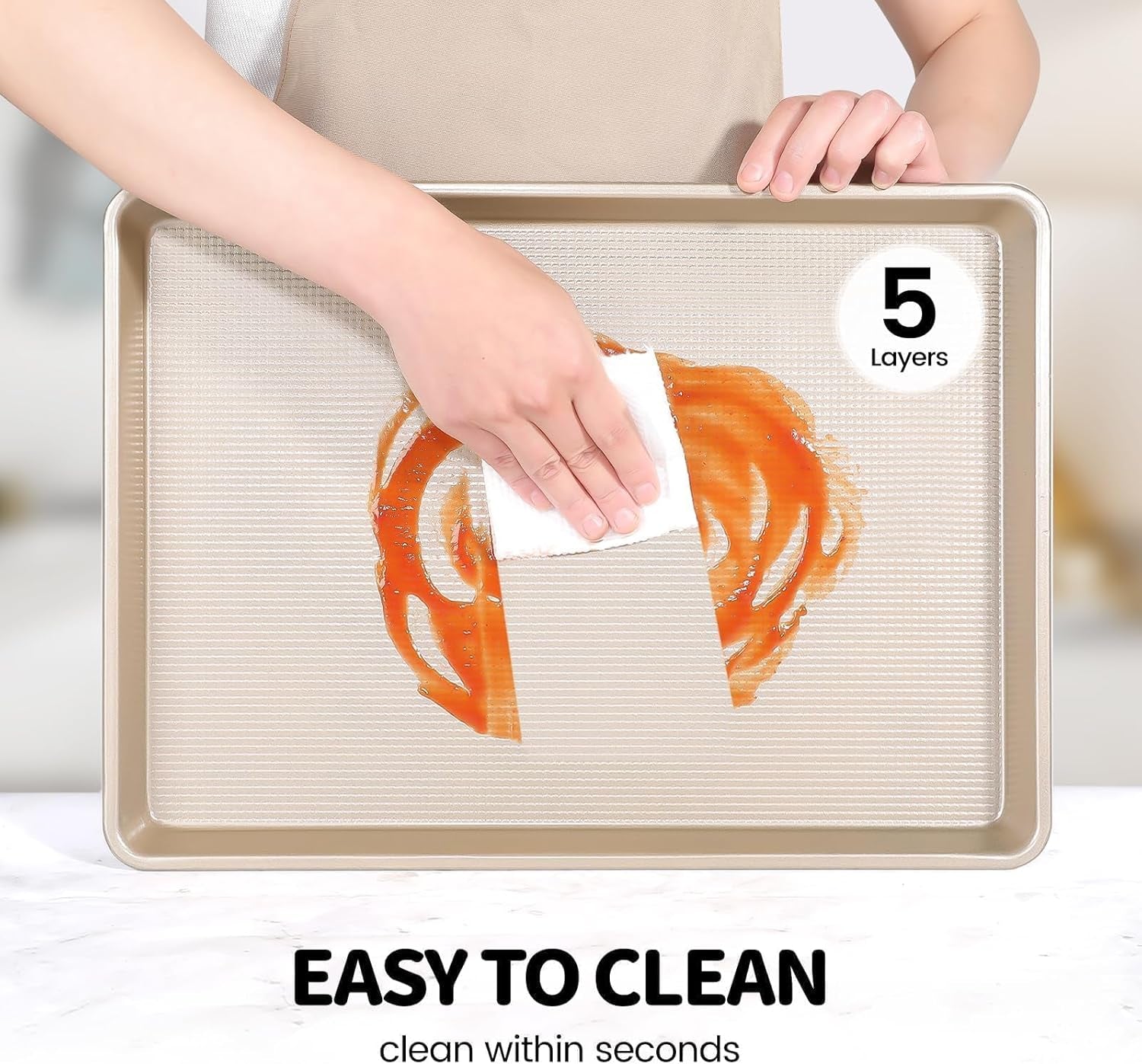 Quarter Sheet Pan, Baking Sheet, Cookie Sheets for Baking with Square Texture Pattern, Thicker Carbon Steel Non-Stick Baking Pan Tray