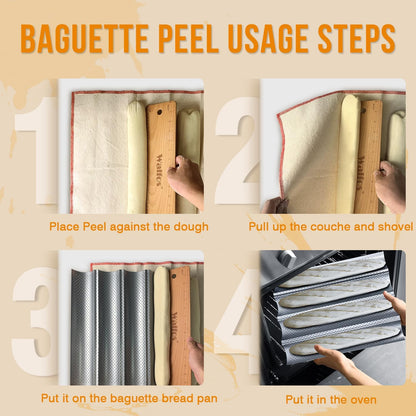 Baguette Transfer Peel 15 Inch, Baguette Flipping Board for French Bread Baking