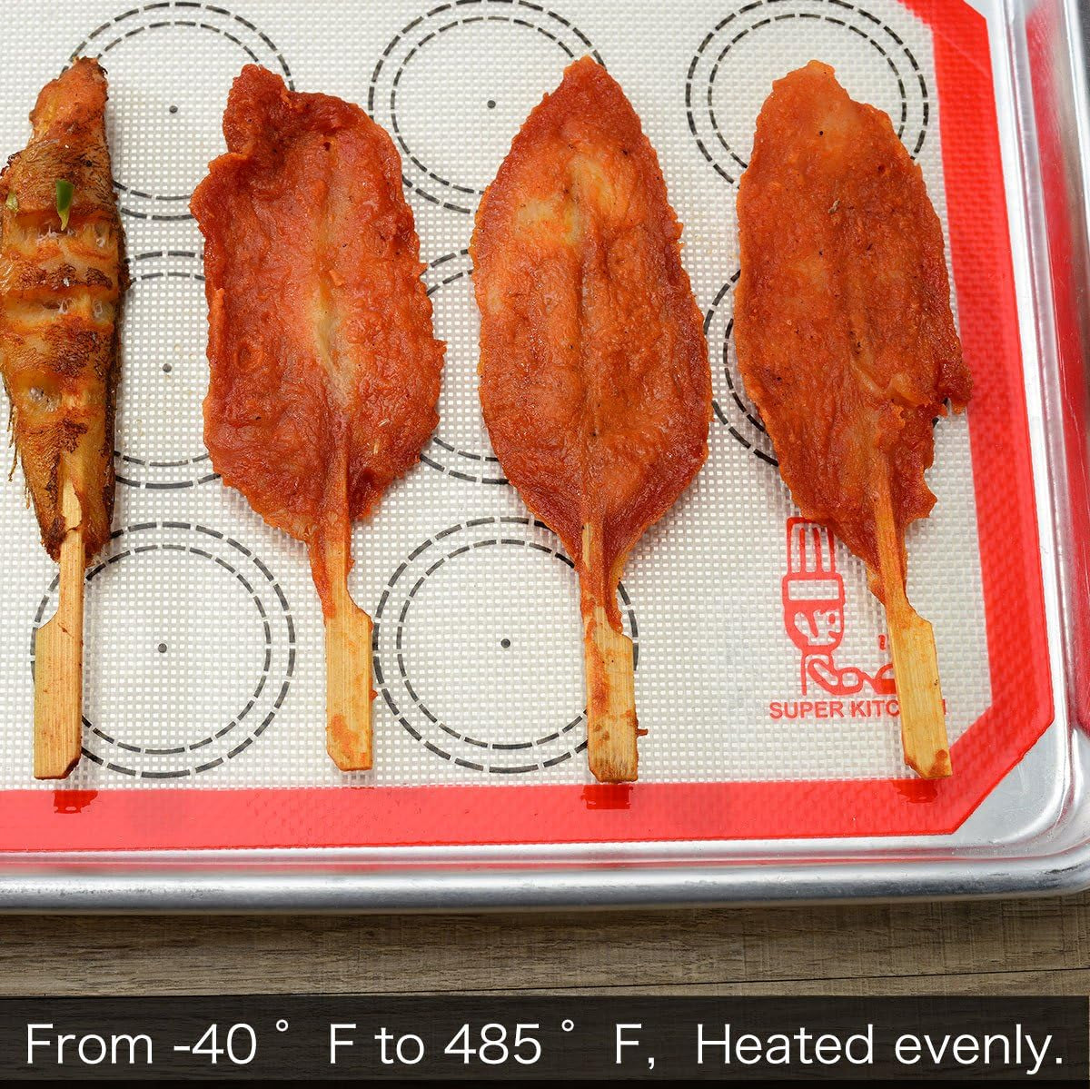 Non Stick Silicone Baking Mat Quarter Sheet Macaron - 8.2"X11.6",Set of 2 Toaster Oven Liners for Pizza/Cookie and Bread Making, Red,By  (Red)