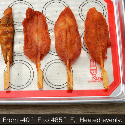 Non Stick Silicone Baking Mat Quarter Sheet Macaron - 8.2"X11.6",Set of 2 Toaster Oven Liners for Pizza/Cookie and Bread Making, Red,By  (Red)