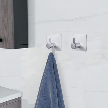 Adhesive Hooks 12 Pack, Heavy Duty Wall Hooks Aluminum Hooks for Hanging Coat, Hat, Towel, Robe, Key, Clothes, Towel Hook Wall Mount for Home, Office, Kitchen, Bathroom(Silver)
