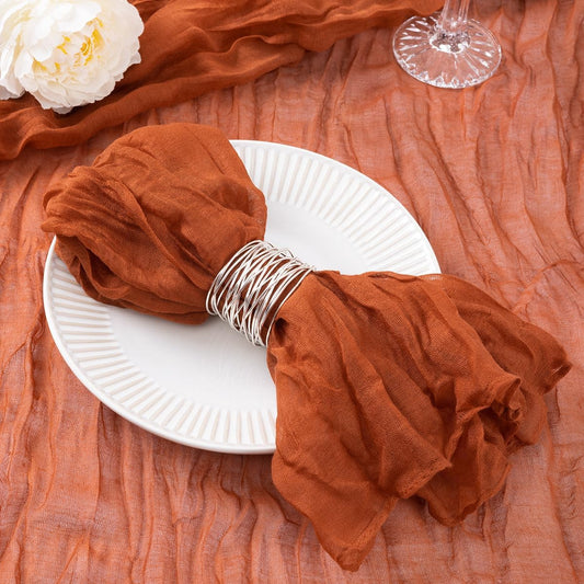12 Pack Terracotta Cheesecloth Napkins Burnt Orange Fall Cloth Napkins Set of 12 Rust Thanksgiving Table Napkins Bulk 21X21 Inches for Wedding Bridal Baby Shower Dinner Party Decor