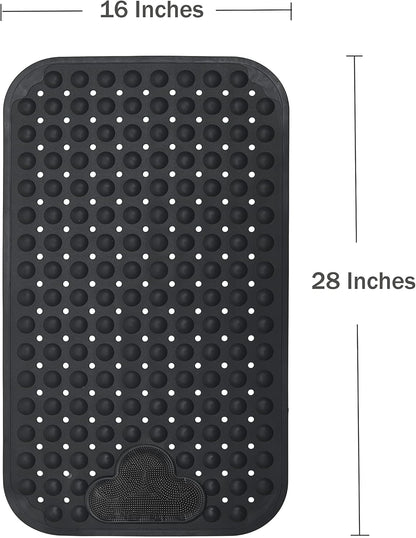 Bath Tub Mat Shower Mat Non Slip Bathtub Mats with Suction Cups Bath Mat for Tub Bathroom Mats 28" X 16" Machine Washable (Black)