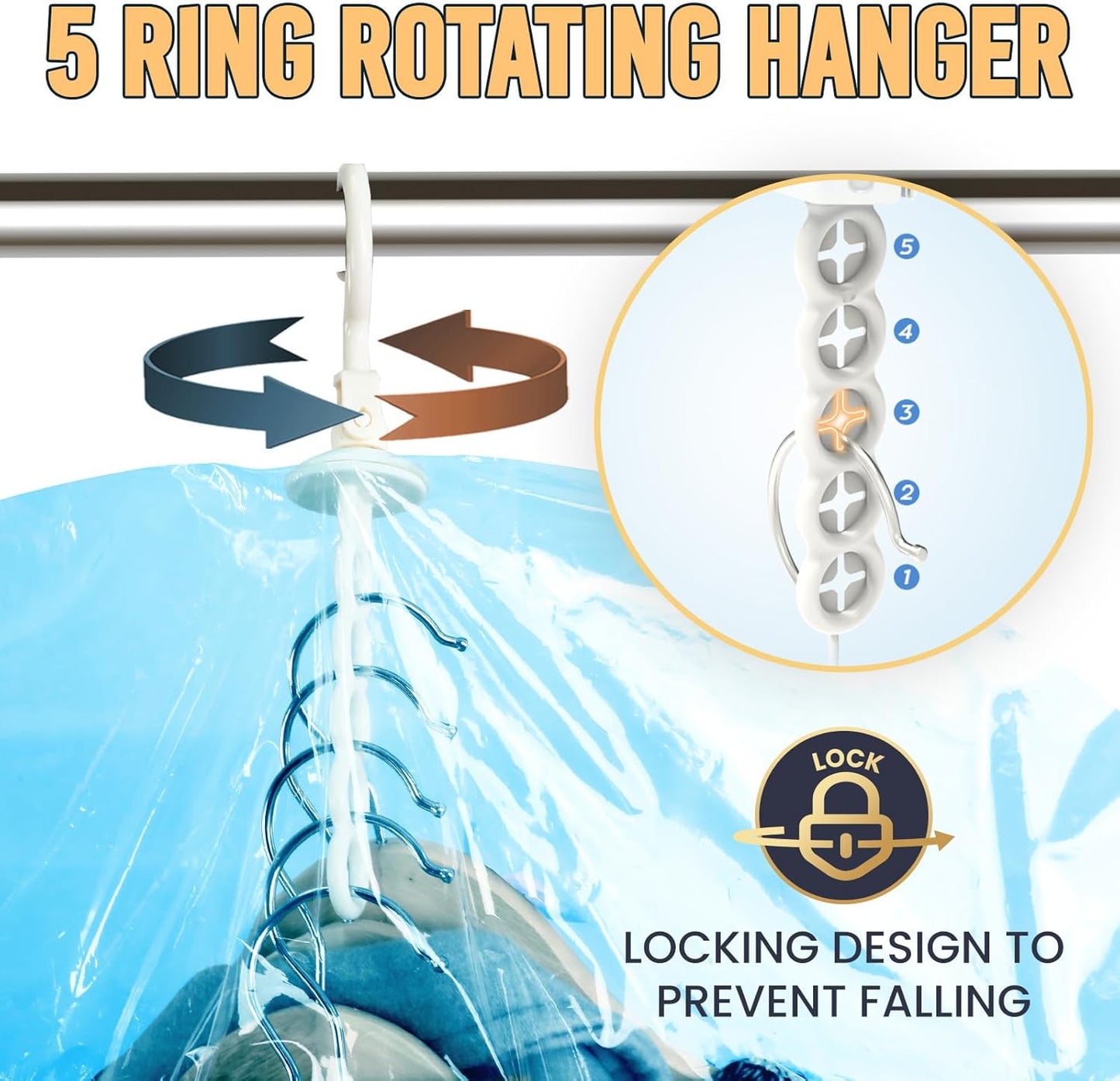 Hanging Vacuum Storage Sealer Space Saver Bags for Clothes, Coat, Closet Organizers, 4 Pack (2 Long, 2 Short) Blue