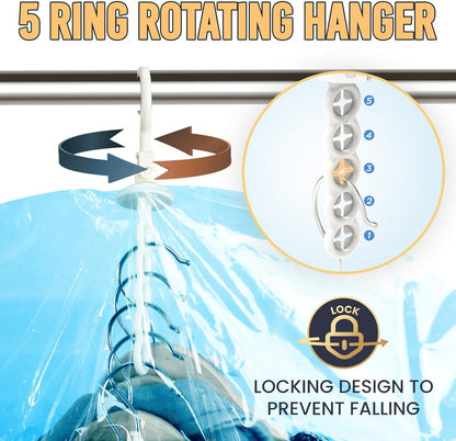 Hanging Vacuum Storage Sealer Space Saver Bags for Clothes, Coat, Closet Organizers, 4 Pack (2 Long, 2 Short) Blue