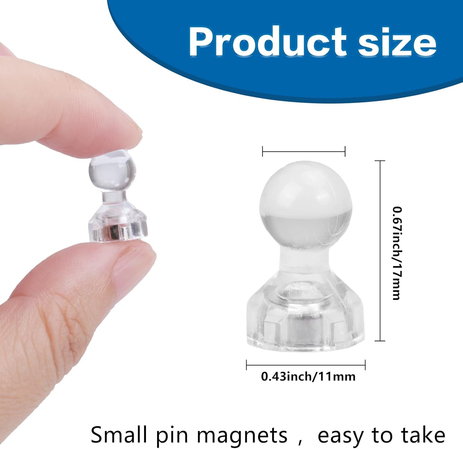 Magnets for Whiteboard, 40 Pcs Transparent Crystal Colour Fridge Magnet, Refrigerator Magnets, Small Push Pin Magnets for Whiteboard, Fridge, Office, Classroom and Map Magnets