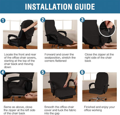Velvet Home Office Chair Covers Stretchable Computer Desk Chair Covers Mid - High Back Universal Executive Boss Gaming Seat Cover Removable Machine Washable, Black