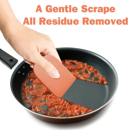 5 Pcs Pan and Pot Scraper -Orange, Nylon Silicone 2 in 1 Kitchen Dish Scraper