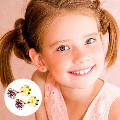 3Mm G23 Flower Flat Back Earrings Hypoallergenic Screw Back Stud Earrings Cubic Zirconia Earrings Helix Cartilage Earrings for Women