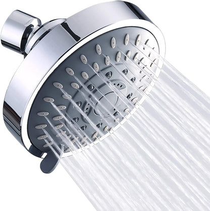 High-Pressure 4.1-Inch Shower Head with 5 Settings for a Luxurious Shower Experience, Chrome Finish