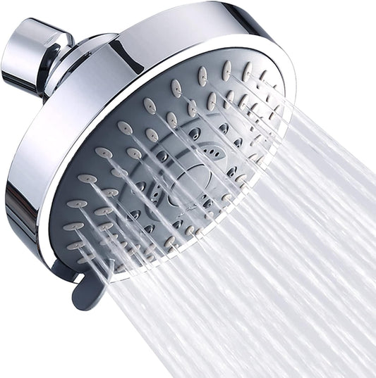 High-Pressure 4.1-Inch Shower Head with 5 Settings for a Luxurious Shower Experience, Chrome Finish