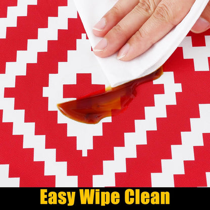 round Picnic Table Cloth, Waterproof Elastic Fitted Outdoor Tablecloths for 36"-44" Tables, Wipeable Flannel Backed Vinyl Table Cover for Camping, Dining and Indoor, Red