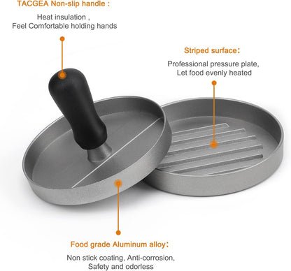 Burger Press 150 Patty Papers, Non-Stick Hamburger Patty Maker with Wax Paper, Aluminum Burger Maker for Kitchen BBQ Grill