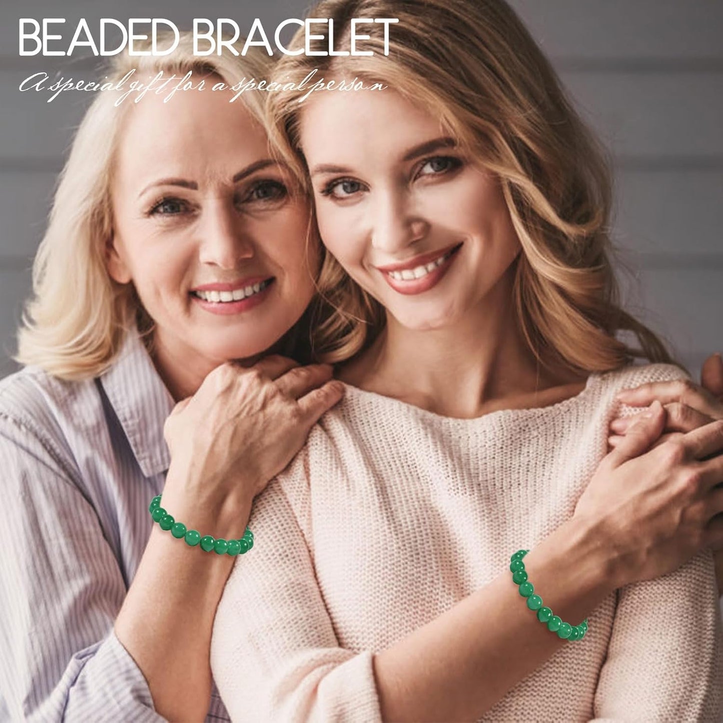 Handmade Green Jade Bracelet for Women,Stress Relief Healing Crystal Bracelet,Natural Jade Bead Bracelet,10Mm Stretch Elastic Bracelet,Crystal Jewelry Gifts for Women Men (Jade)