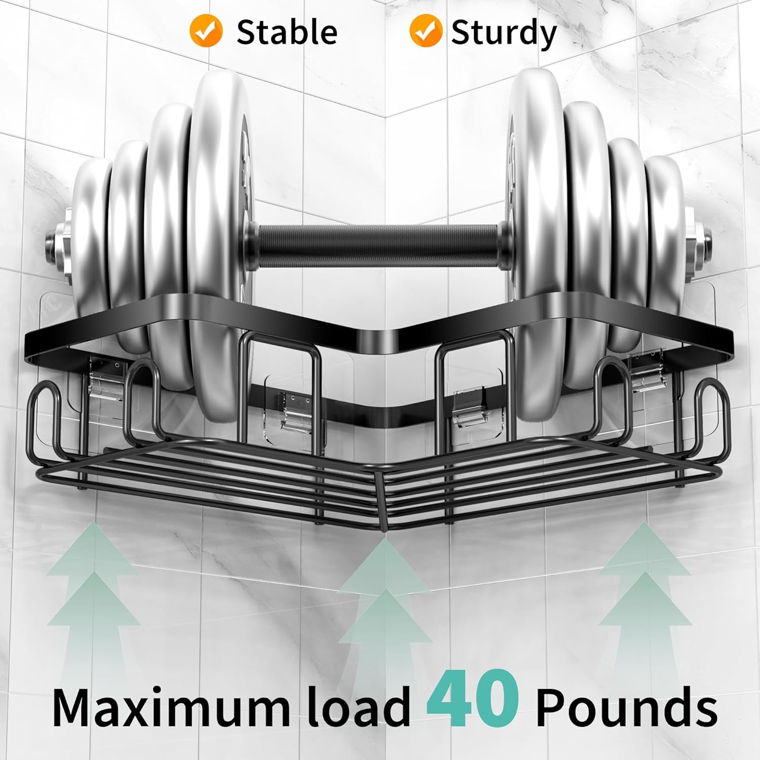 3-Pack Corner Shower Caddy Organizer Shelf, Organization with Soap Holder, Adhesive Shower Shelves Rustproof for Bathroom Shower Storage Basket Shower Accessories(Matte Black) (JLJ001)