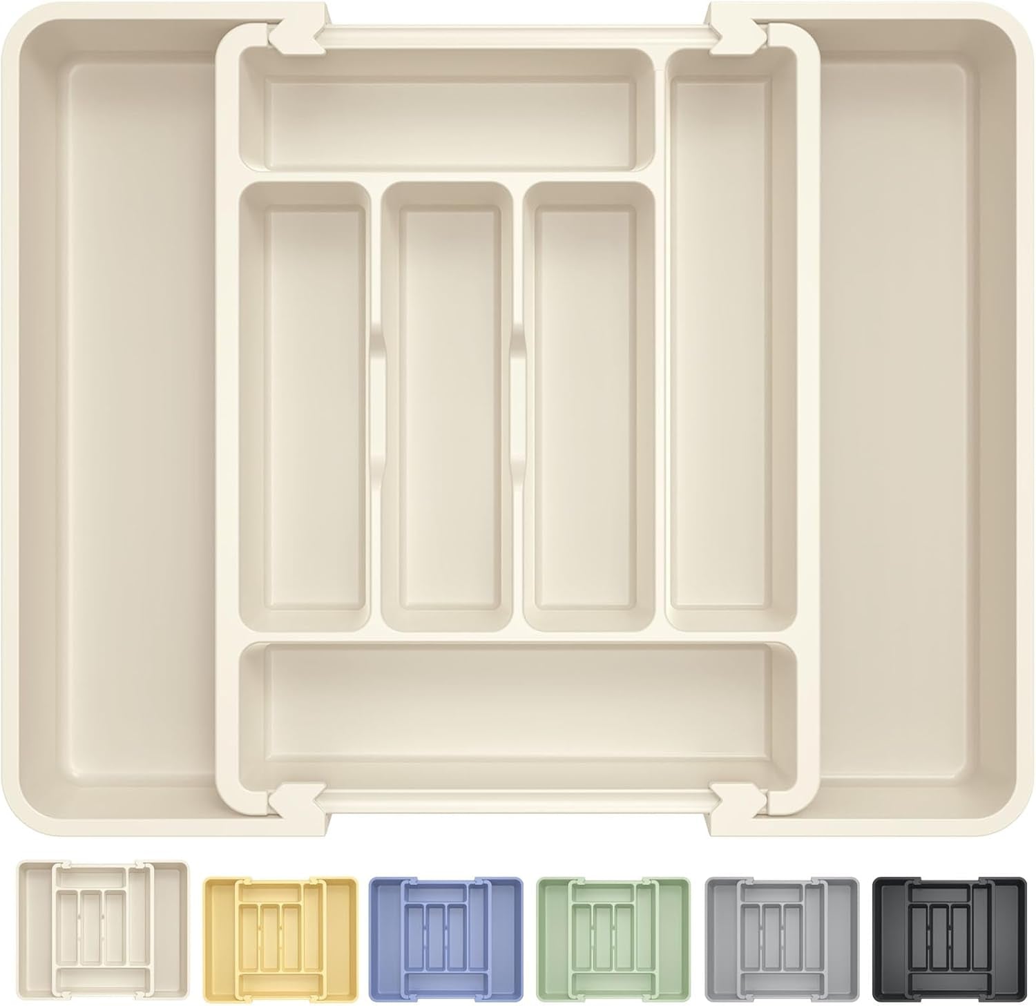 Premium Expandable Silverware Organizer for Kitchen Drawers - BPA-Free Thick Plastic with Wider Compartments and Non-Skid Feet for Cutlery, Flatware, and Utensils