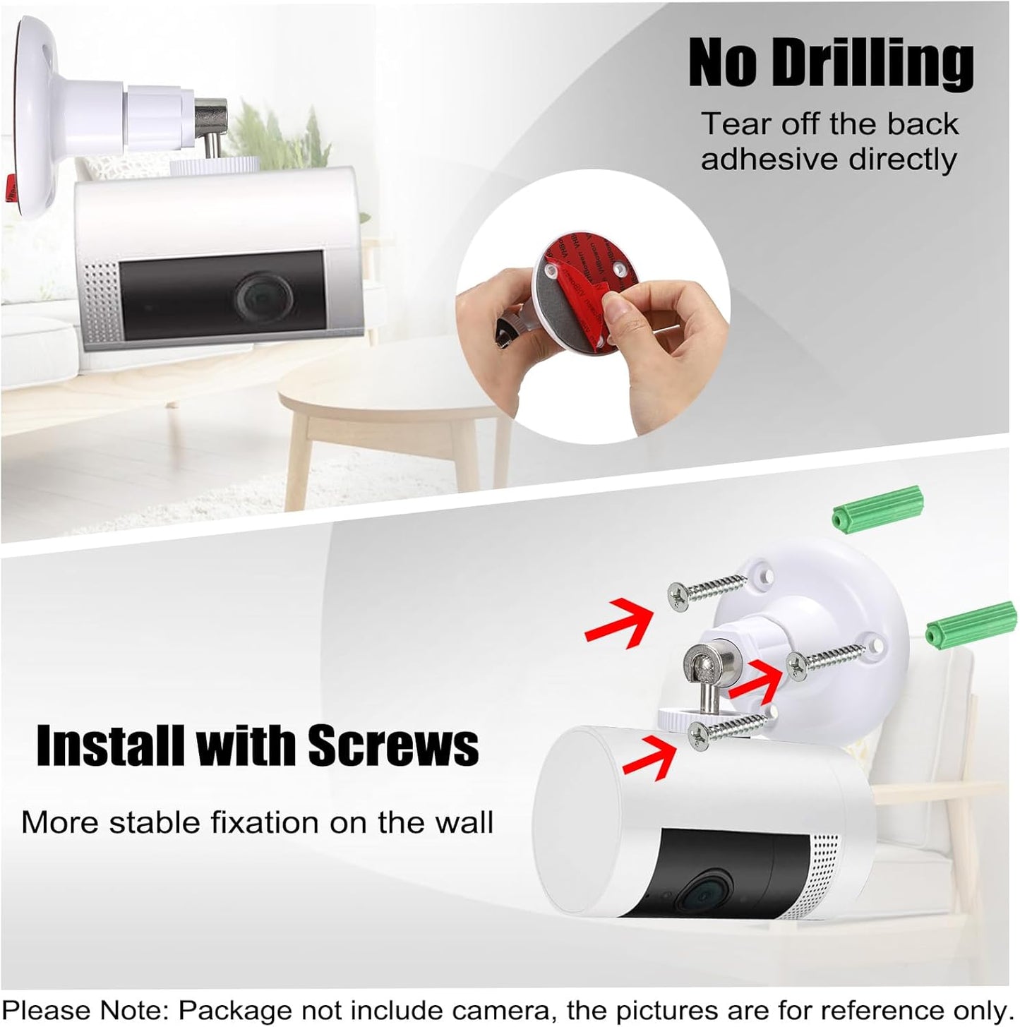 6-Pack Adjustable Wall Mount Holder for Ring Indoor/Outdoor Cameras - Adhesive Security Mounting Bracket (Camera Not Included)