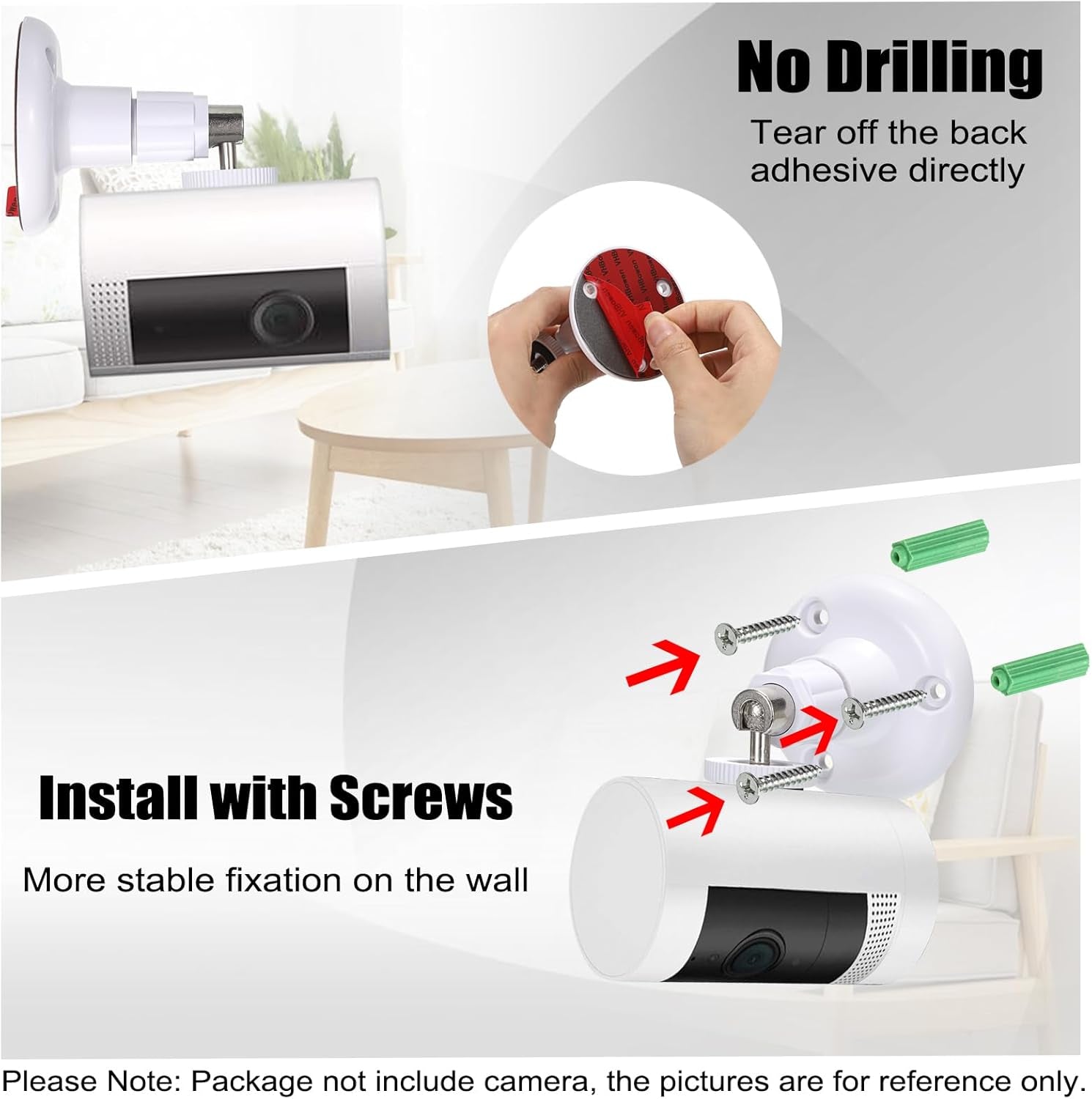 6-Pack Adjustable Wall Mount Holder for Ring Indoor/Outdoor Cameras - Adhesive Security Mounting Bracket (Camera Not Included)