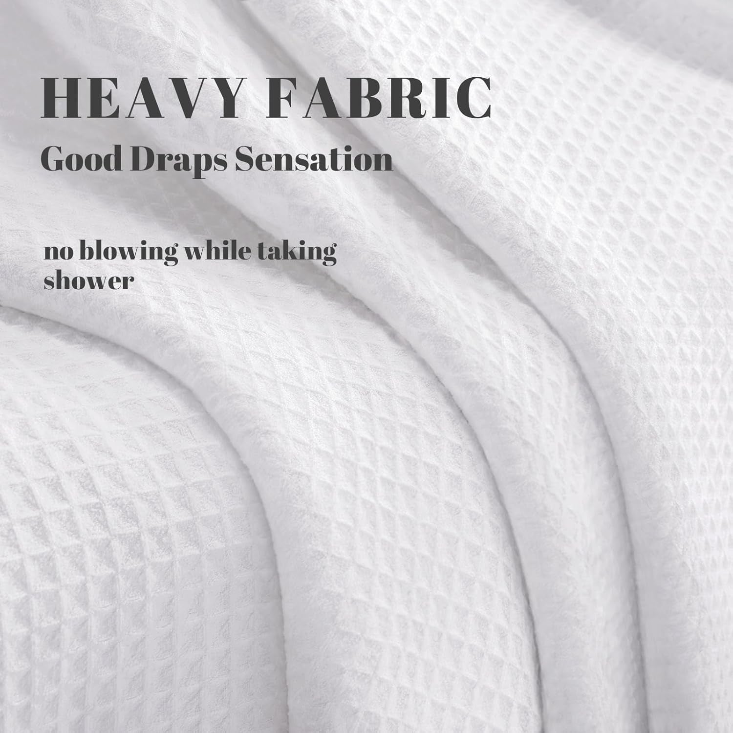 Natural Cotton Touch Shower Curtain Waffle Weave Shower Curtain for Bathroom Fabric White 72Wx72L