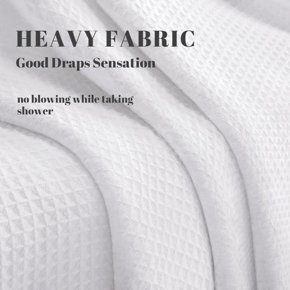 Natural Cotton Touch Shower Curtain Waffle Weave Shower Curtain for Bathroom Fabric White 72Wx72L