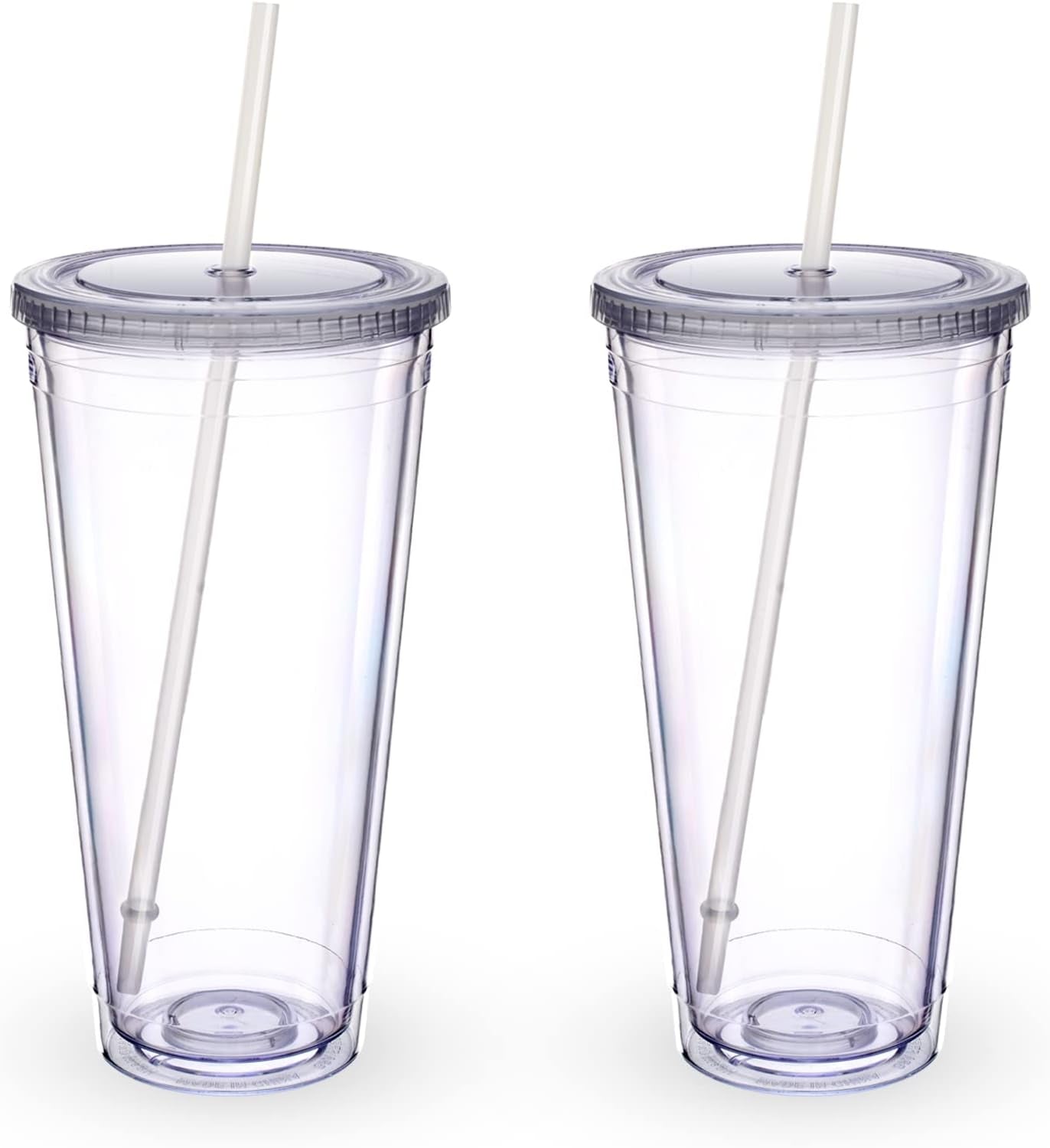 32Oz Acrylic Tumblers with Lid and Straws,Double Walled Clear Plastic Straw Cup,Reusable Insulated Cups Perfect for Parties,Birthdays,Weddings -2 Pack