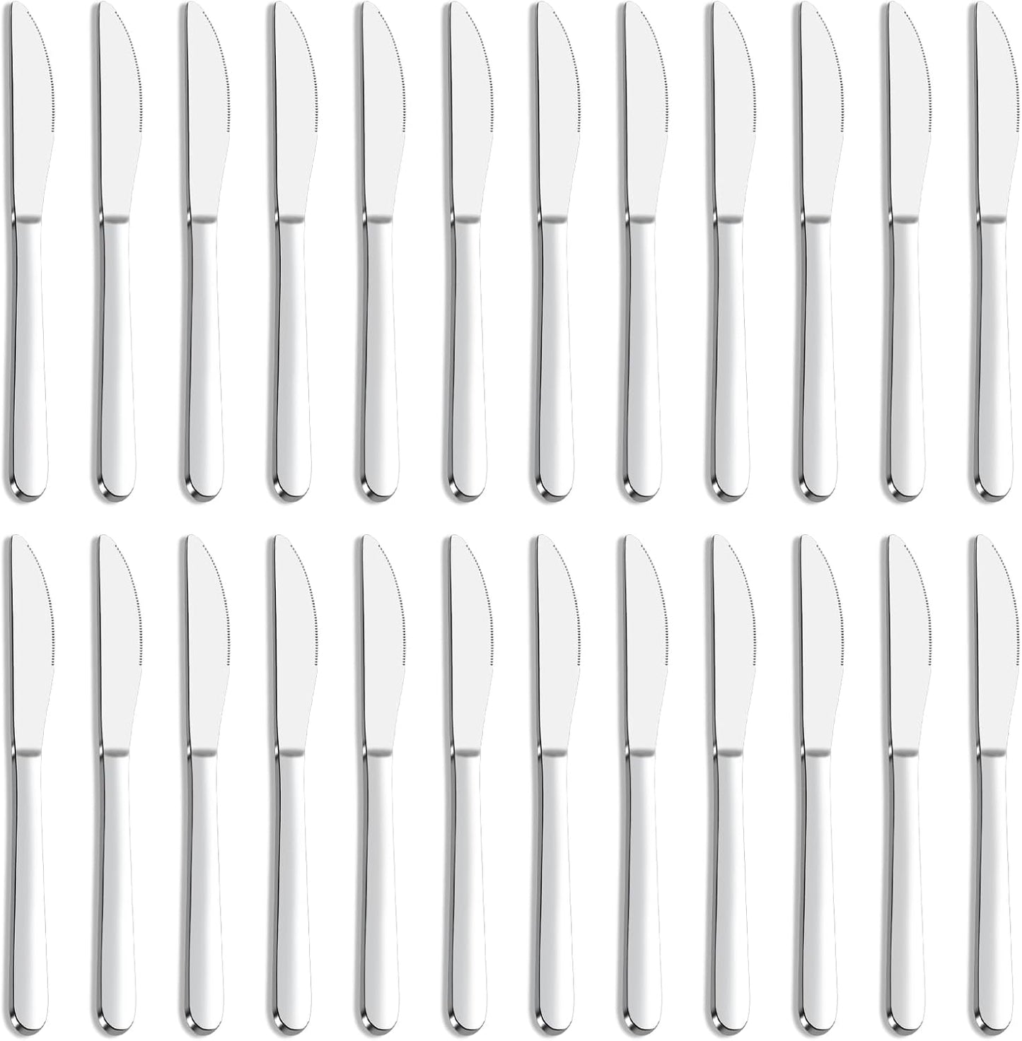 24 Pieces Knives Set - 9 Inches Dinner Knives, Butter Knife, Food Grade Stainless Steel Table Knife Set, Dishwasher Safe & Mirror Polished, Knife Silverware for Home/Restaurant/Kitchen