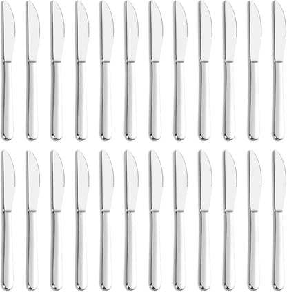 24 Pieces Knives Set - 9 Inches Dinner Knives, Butter Knife, Food Grade Stainless Steel Table Knife Set, Dishwasher Safe & Mirror Polished, Knife Silverware for Home/Restaurant/Kitchen