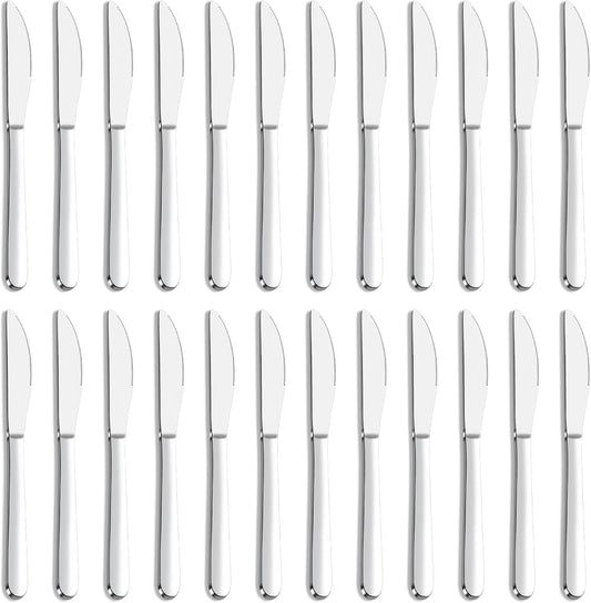 24 Pieces Knives Set - 9 Inches Dinner Knives, Butter Knife, Food Grade Stainless Steel Table Knife Set, Dishwasher Safe & Mirror Polished, Knife Silverware for Home/Restaurant/Kitchen