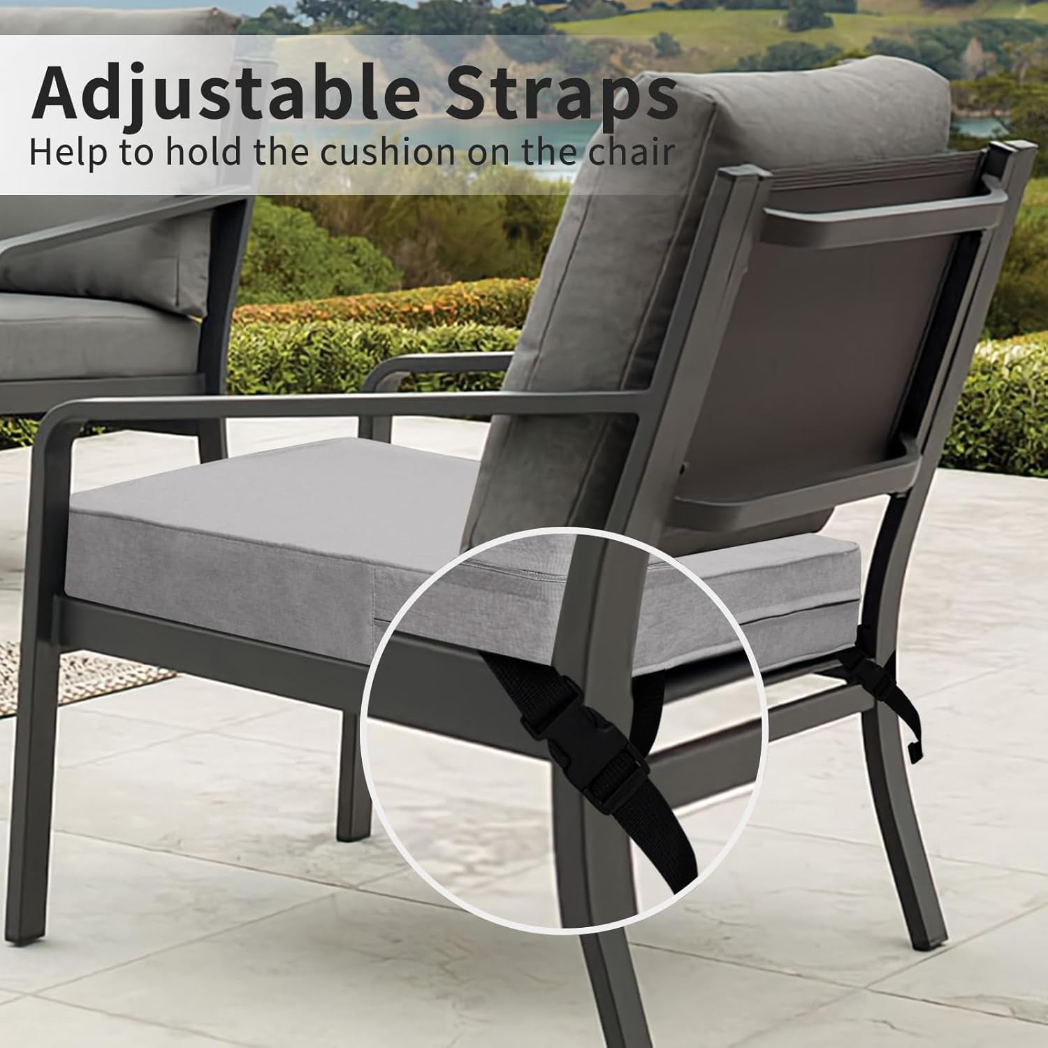 Patio Cushion Covers 27X25X5 Inch 4 Pack, Linen Look Outdoor Water Resistant Chair Seat Cushion Slipcover with Zipper for Outdoor Furniture, Covers Only! Grey