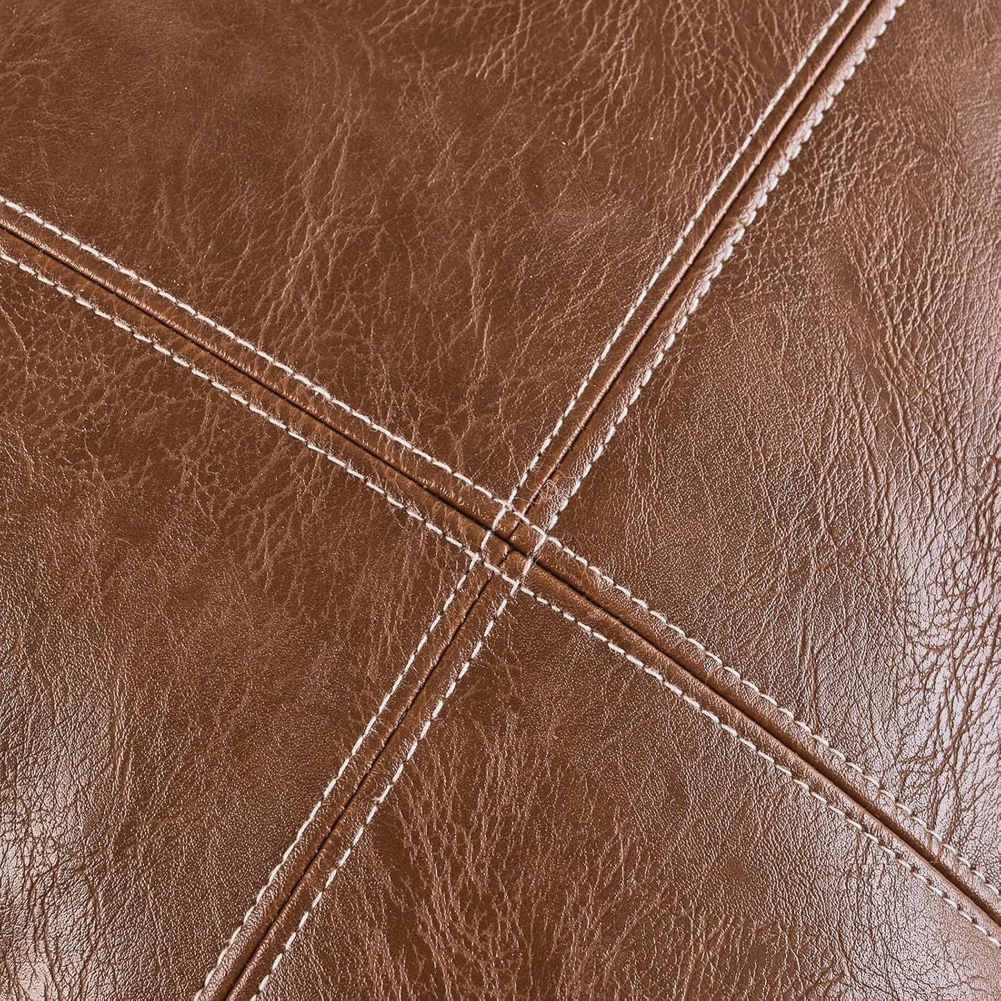 2 Packs Brown Boho Lumbar Plaid Faux Leather Decorative Throw Pillow Covers 12X20 Inch for Living Room Couch Bed, Rustic Modern Home Decor, Hand Stitched Rectangle Cushion Case 30X50 Cm