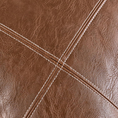 2 Packs Brown Boho Lumbar Plaid Faux Leather Decorative Throw Pillow Covers 12X20 Inch for Living Room Couch Bed, Rustic Modern Home Decor, Hand Stitched Rectangle Cushion Case 30X50 Cm