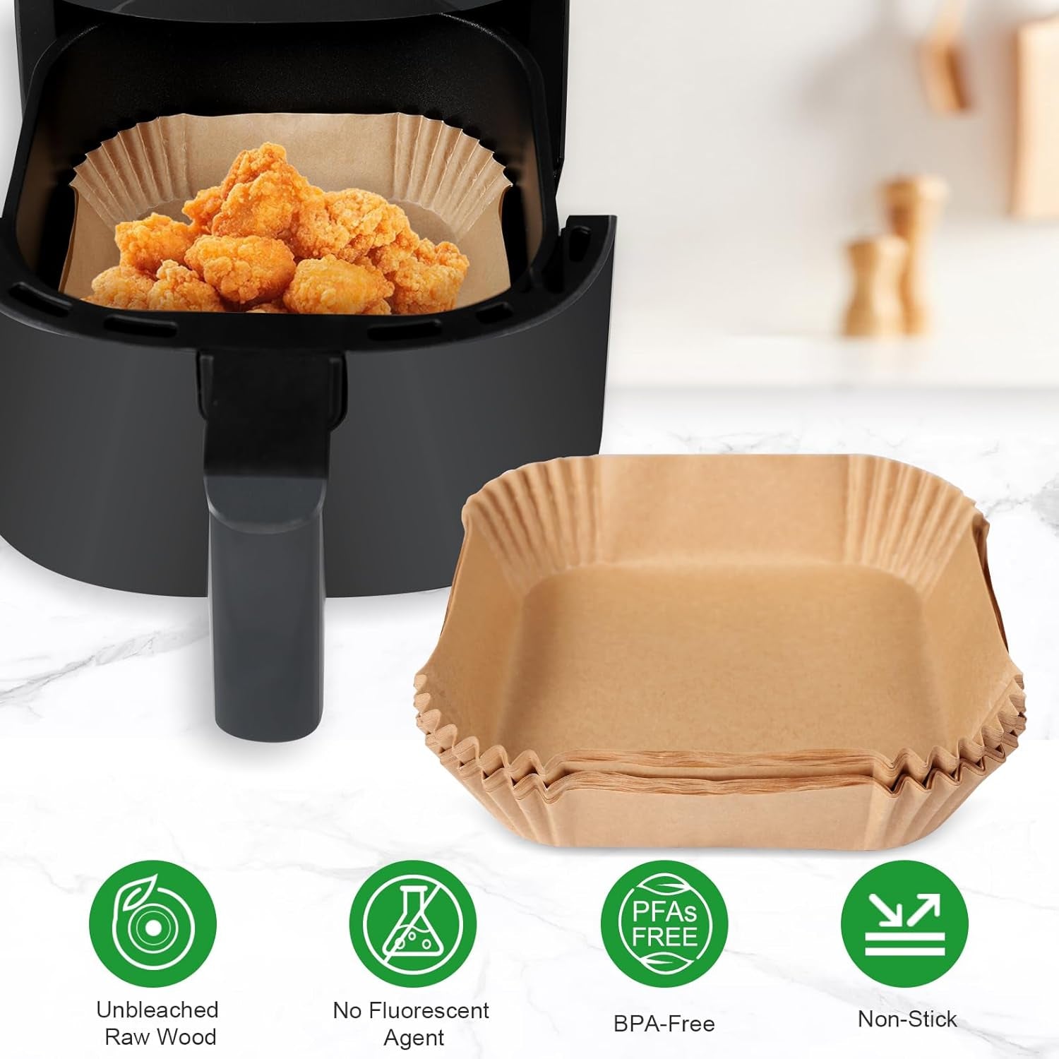 Small Air Fryer Liners Disposable Compatible with COSORI 2.1 Qt Air Fryer, 130 PCS Mini Air Fryer Liners Parchment Paper Baking Sheet for COSORI 2.1 Qt Accessories