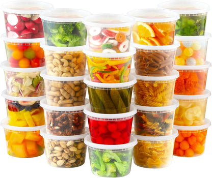 24 Sets 16 Oz Plastic Deli Food Containers with Lids, Airtight Food Storage Containers, Freezer/Dishwasher/Microwave Safe, Soup Containers for Takeout Meal Prep Storage