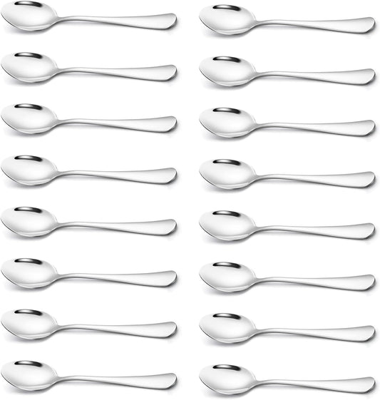 Teaspoons, 16 Piece Spoons Silverware, 6.7 Inches Premium Food Grade Stainless Steel Tea Spoon, Kitchen Dessert Spoons Set, Mirror Finish Dishwasher Safe