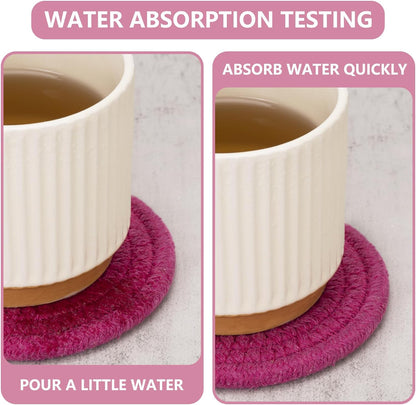 Absorbent Drink Coasters Set of 4 - Pink Coasters for Desk and Home Essentials, Ideal for Kitchen and Dining Coffee Table Decor, Modern Aesthetic