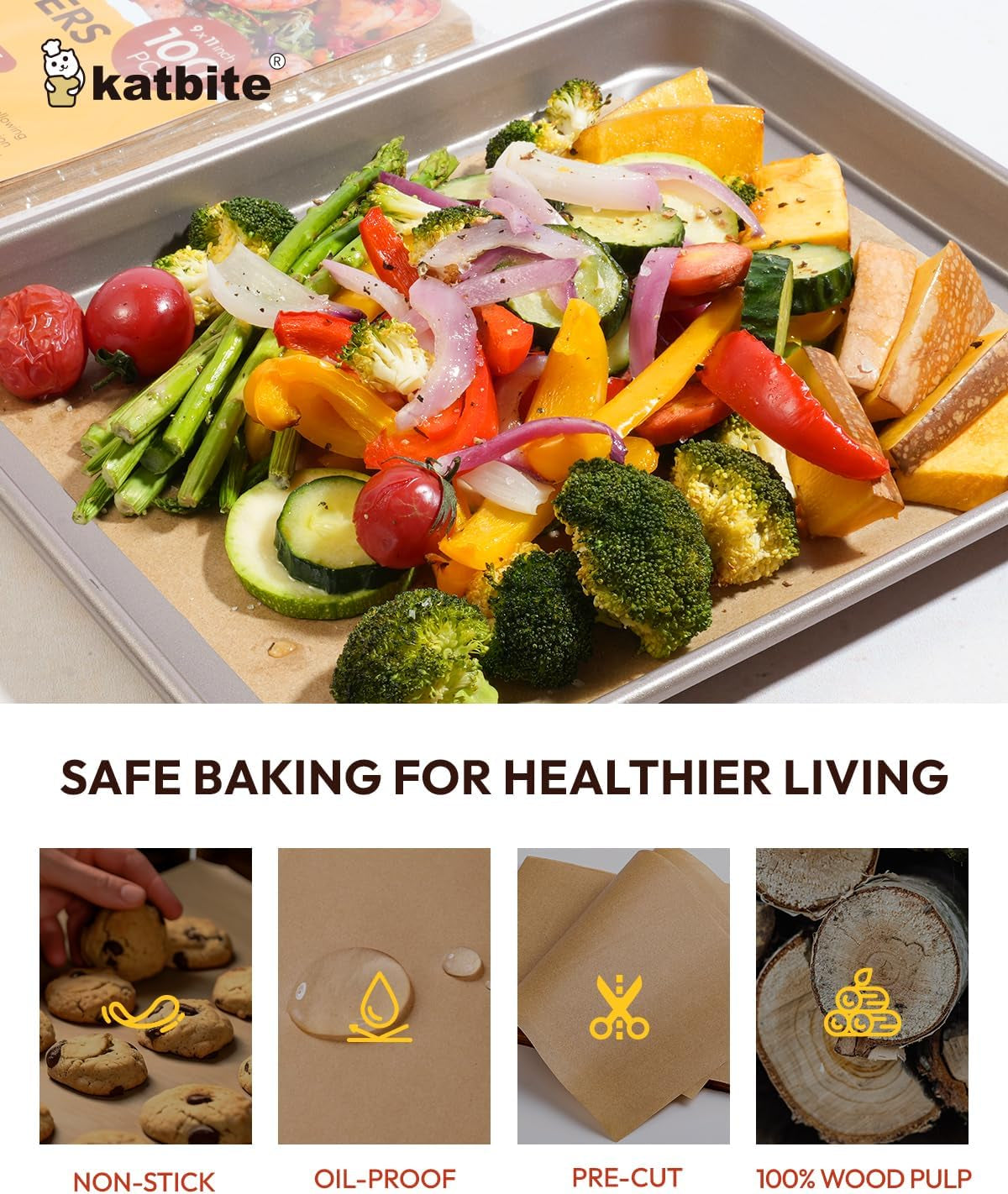 Air Fryer Disposable Paper Liners 100 Pcs, 9X11 Inch, Oil Resistant & Easy Clean, Non-Stick Rectangular Paper Sheets Basket Liner for Toaster Oven Xl Air Fryer