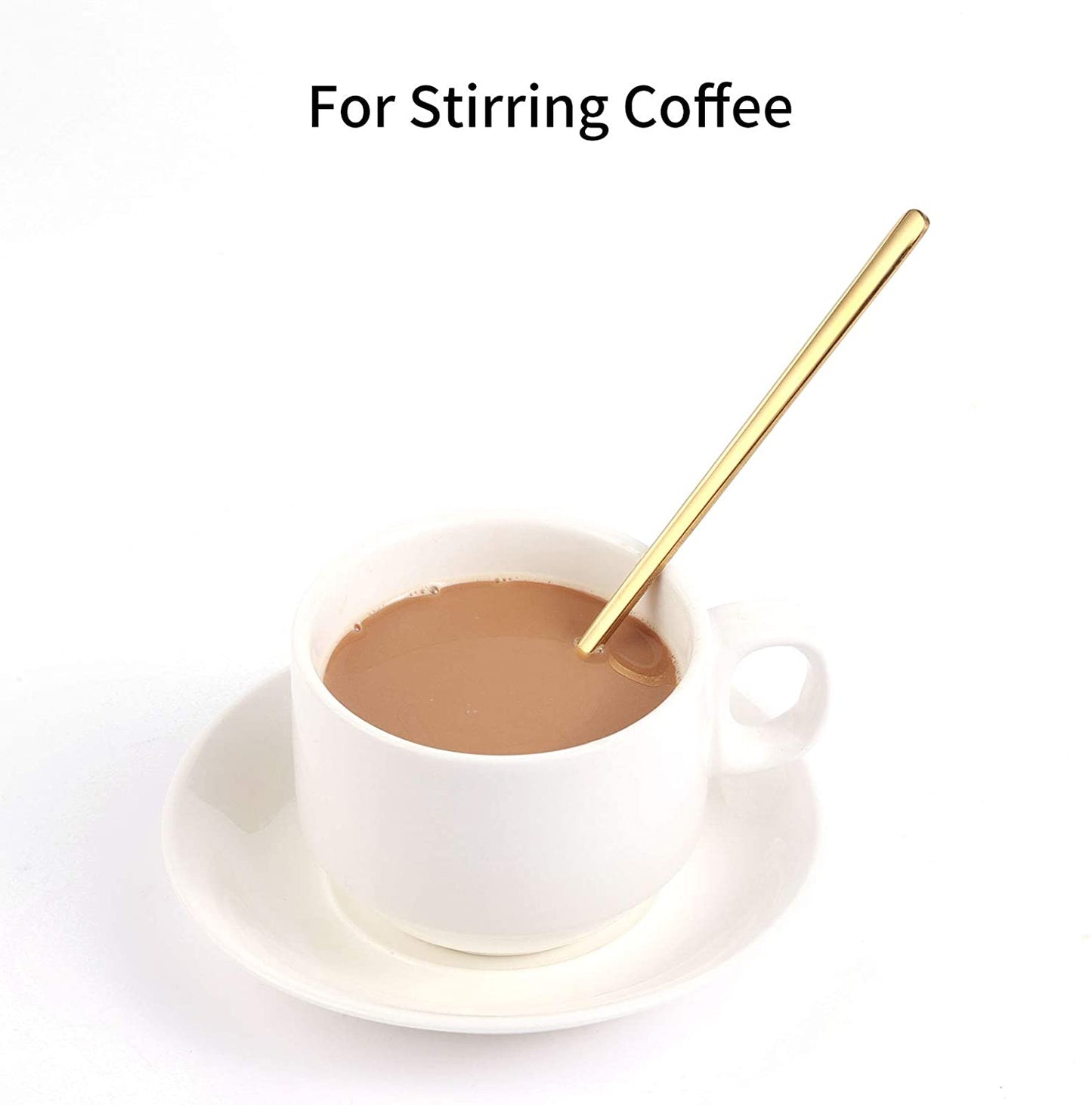 4 PCS 6.7 Inches Coffee/ Tea Spoons Long Handle, Gold, Ice Tea, Espresso Stainless Steel Long Spoons for Stirring