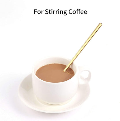 4 PCS 6.7 Inches Coffee/ Tea Spoons Long Handle, Gold, Ice Tea, Espresso Stainless Steel Long Spoons for Stirring