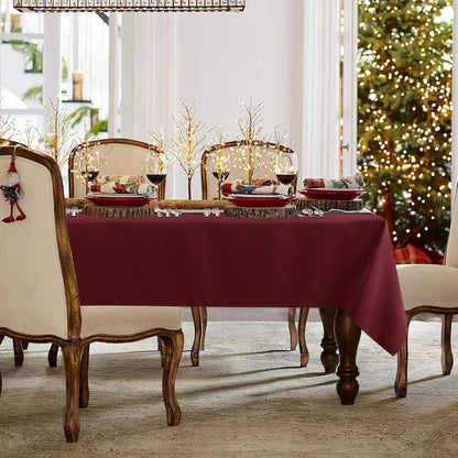 Rectangle Tablecloth - 60 X 84 Inch - Stain and Wrinkle Resistant Washable Polyester Table Cloth, Decorative Fabric Table Cover for Dining Tables, Buffet Parties and Camping, Burgundy