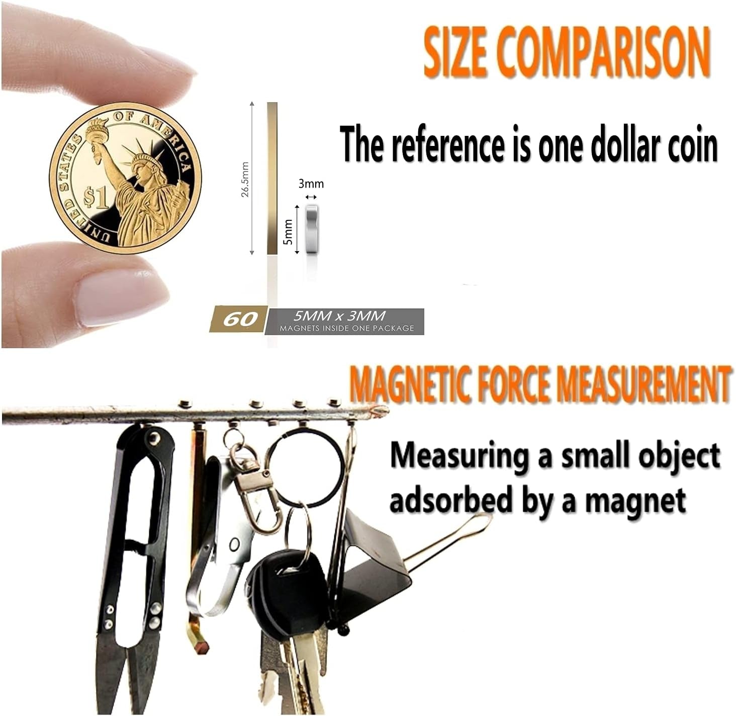 60Pcs Small Magnets,Round for Refrigerator , Cylinder, Fridge , Office , Whiteboard , Durable Little Miniature Tiny Mini for Crafts